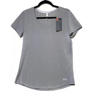 Under Armour Threadborne Shirt Women's Size Medium Lightweight Gray Short Sleeve